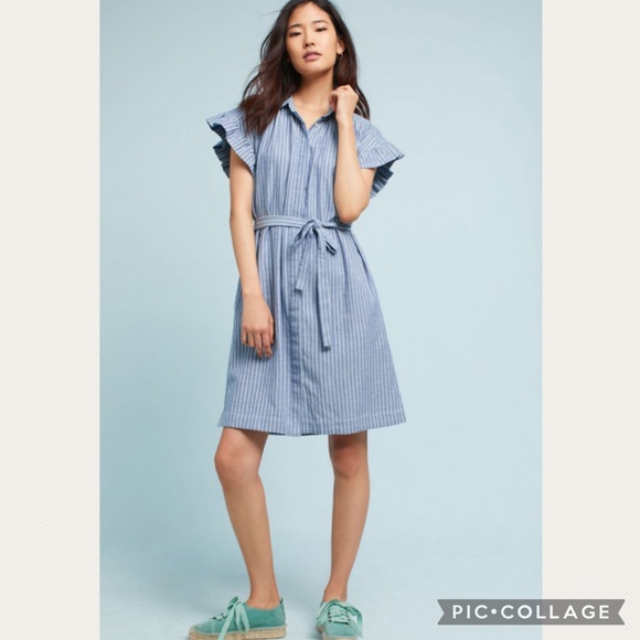 Isabella Sinclair Dresses & Skirts - Anthropologie Isabella Sinclair Piper Flutter-Sleeve Shirtdress